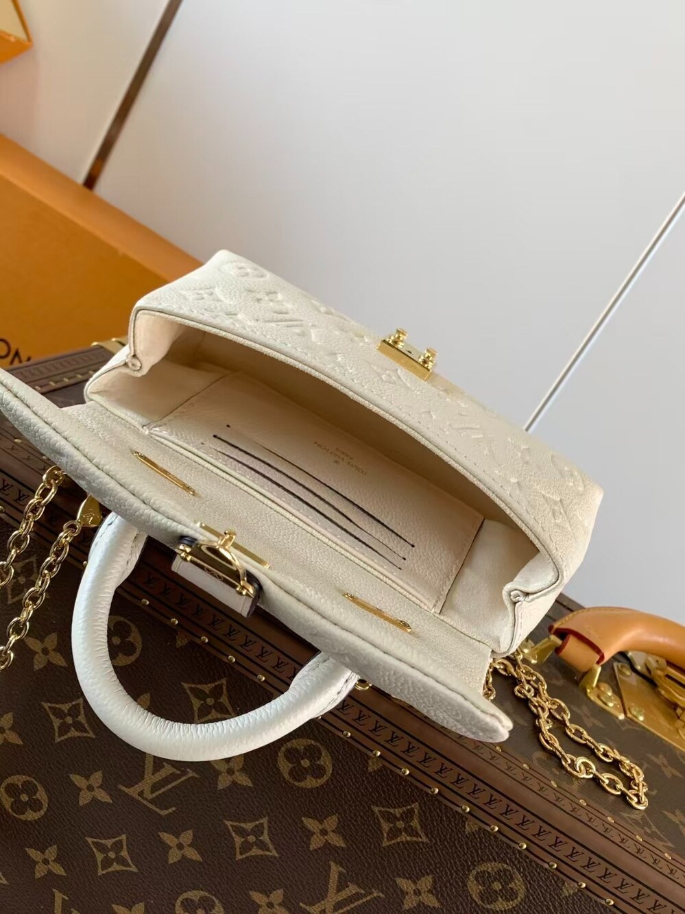 Louis Vuitton White Embossed Monogram Top Handle Chain Bag - Picture 3 of 9